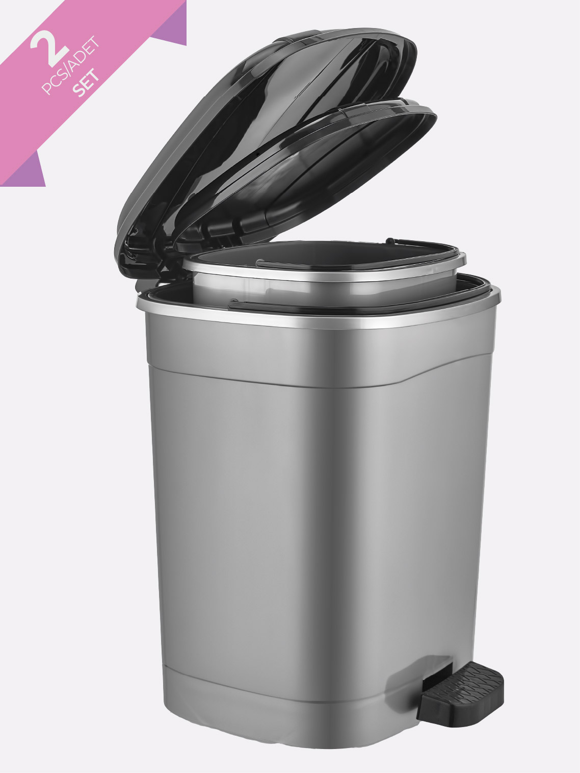 Pedal Clasico Dustbin 2 Pcs Set (Natural)